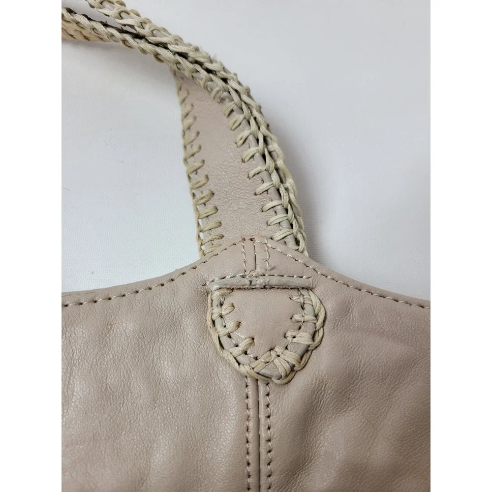 Chi‎ Snake Collage Satchel Bag Taupe Leather Patent Whipstitch Shoulder Bag